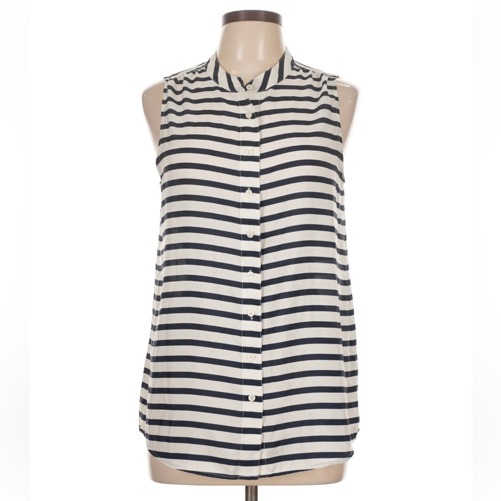 J. Crew Factory Navy and White Striped Sleeveless Top